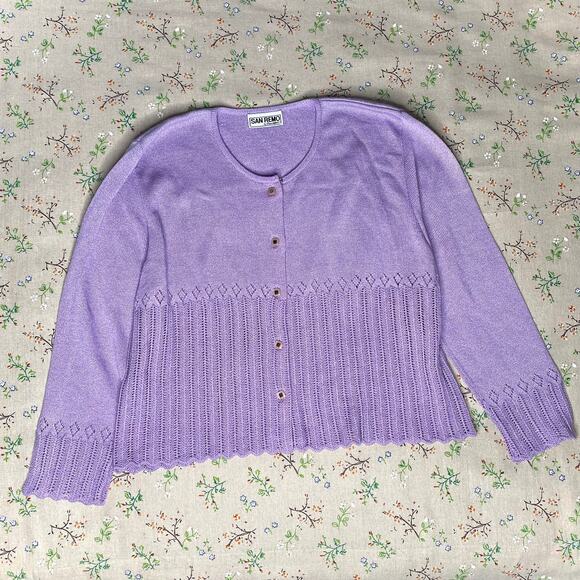 Vintage Lavender Cardigan Sweater - Picture 1 of 7